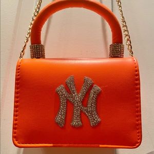 Neon Orange diamond NY logo Mini Purse